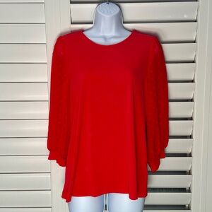 NWT CeCe 3/4 Sleeve Red Women's Top